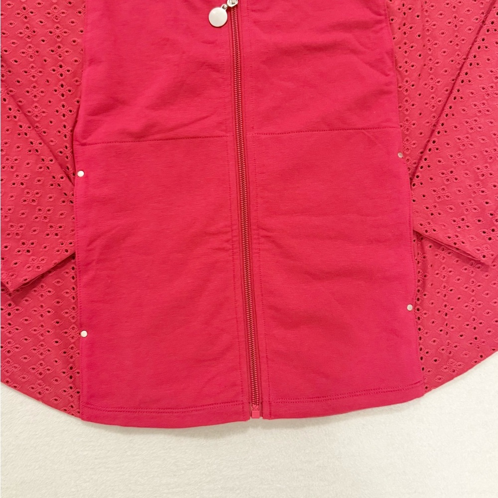 Raspberry Pink Mock Neck Jacket Eyelet Detail Women’s M NWOT - Picture 4 of 6